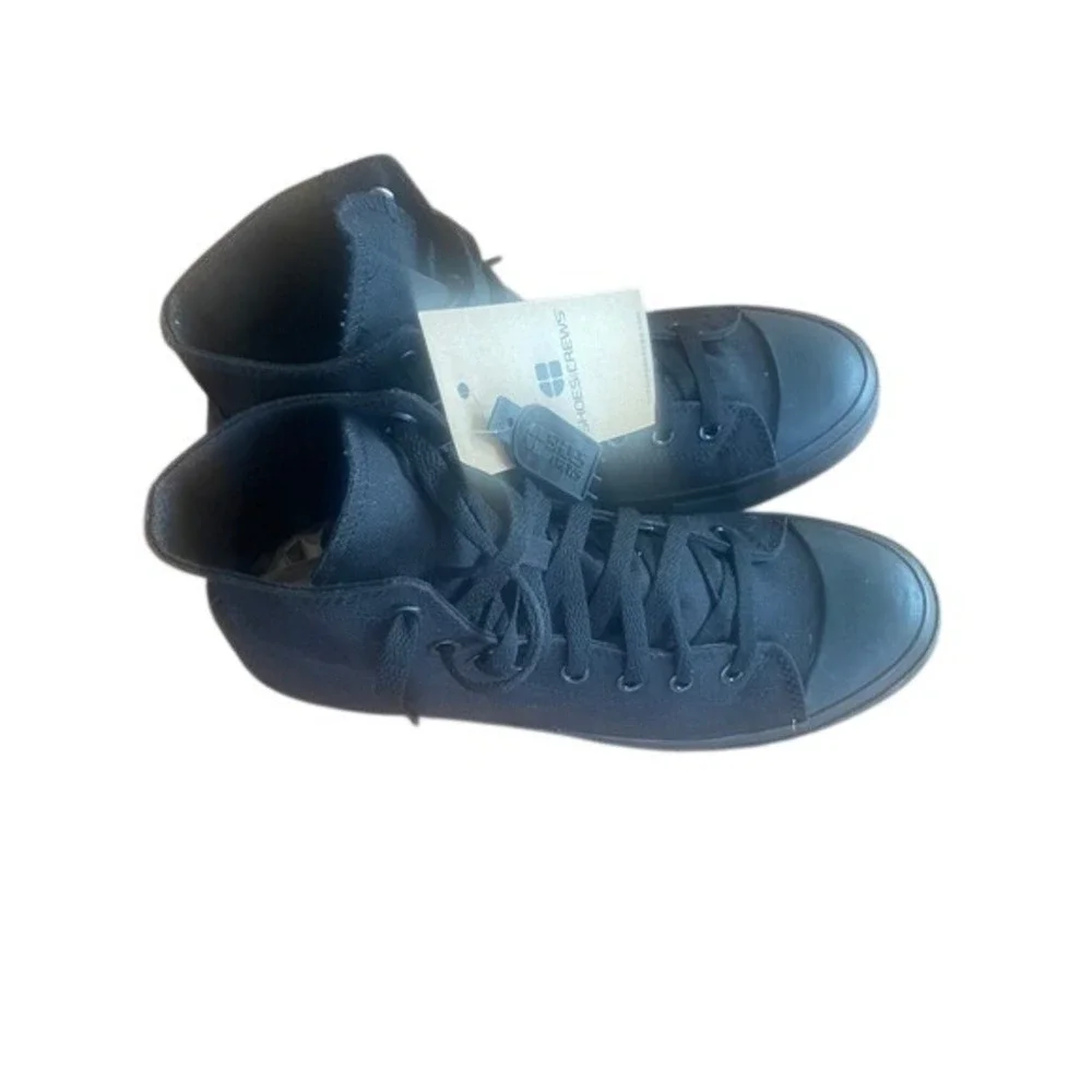 Shoescrews Black Canvas High Top Sneakers Mens Size 8 Slip Resistant Work Shoes